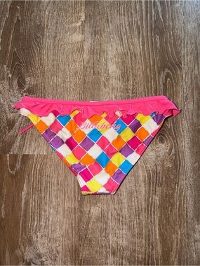 Vintage Y2K Billabong Pink Multicolor Diamond Print Bikini Bottom